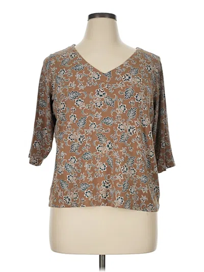 Pre-owned Jjill 3/4 Sleeve Blouse In Brown