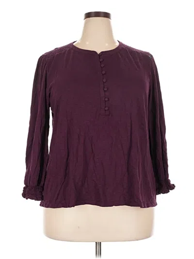 Pre-owned Jjill 3/4 Sleeve Blouse In Burgundy