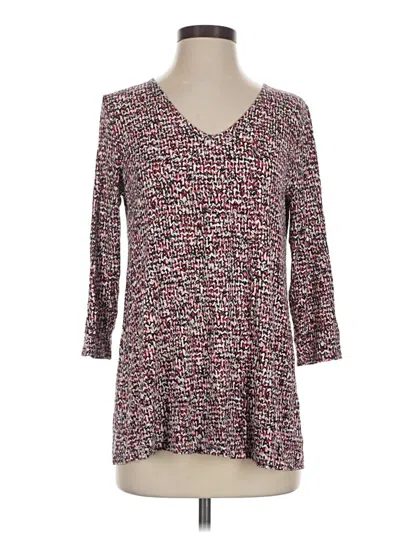 Pre-owned Jjill 3/4 Sleeve Blouse In Burgundy