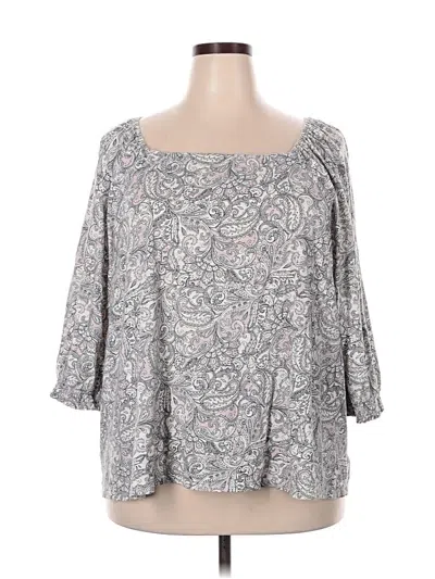 Pre-owned Jjill 3/4 Sleeve Blouse In Gray