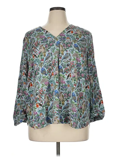 Pre-owned Jjill 3/4 Sleeve Blouse In Gray
