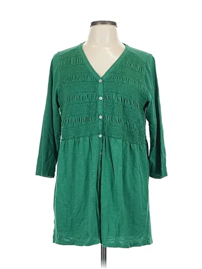 Pre-owned Jjill 3/4 Sleeve Blouse In Green