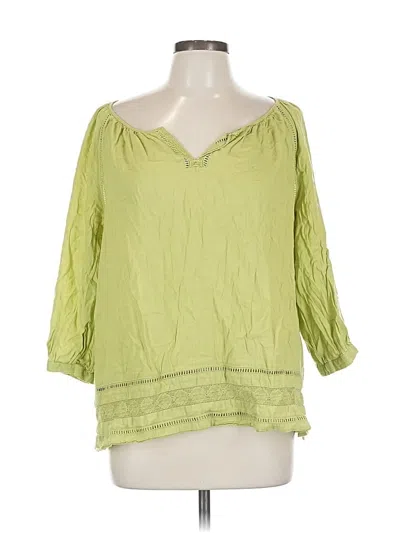 Pre-owned Jjill 3/4 Sleeve Blouse In Green