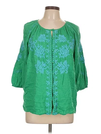 Pre-owned Jjill 3/4 Sleeve Blouse In Green