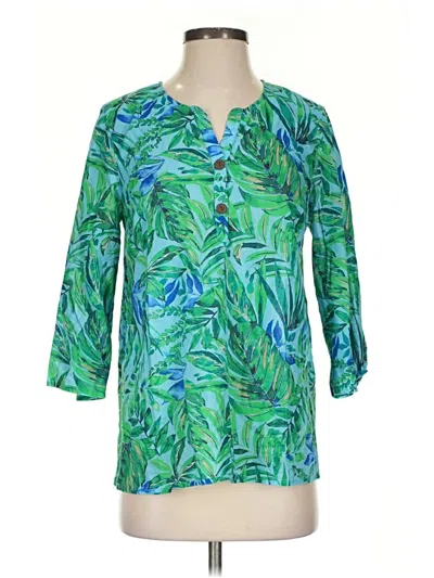 Pre-owned Jjill 3/4 Sleeve Blouse In Green