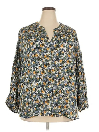 Pre-owned Jjill 3/4 Sleeve Blouse In Green