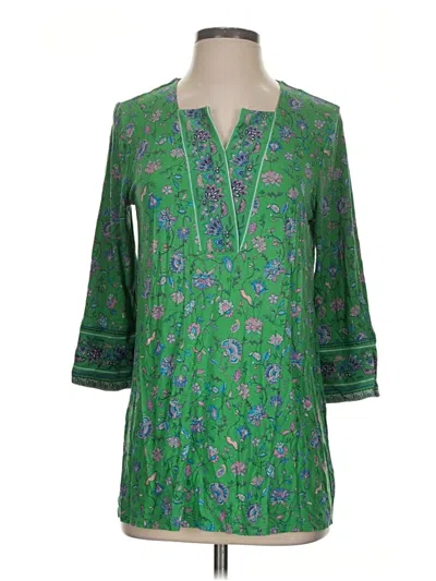 Pre-owned Jjill 3/4 Sleeve Blouse In Green