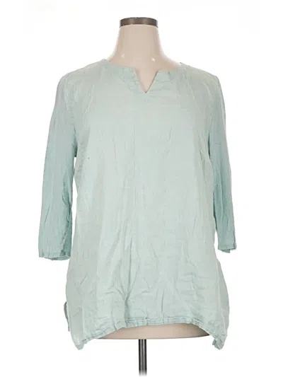 Pre-owned Jjill 3/4 Sleeve Blouse In Green