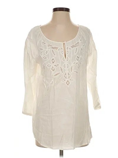 Pre-owned Jjill 3/4 Sleeve Blouse In Ivory