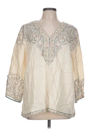 Pre-owned Jjill 3/4 Sleeve Blouse In Ivory