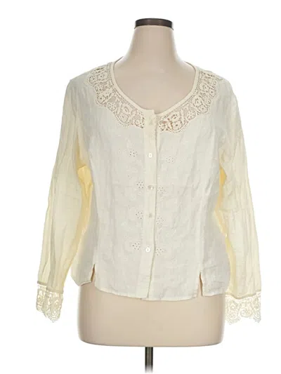 Pre-owned Jjill 3/4 Sleeve Blouse In Ivory