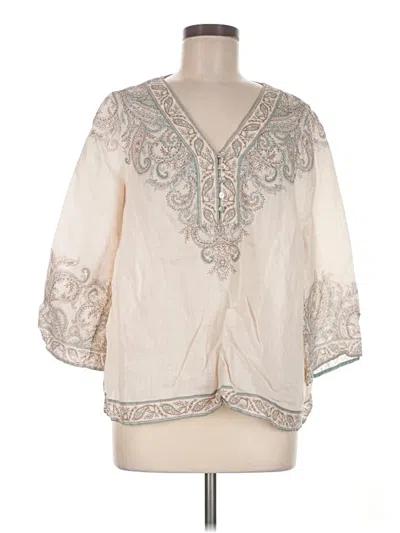 Pre-owned Jjill 3/4 Sleeve Blouse In Ivory