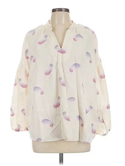 Pre-owned Jjill 3/4 Sleeve Blouse In Ivory