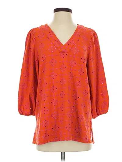 Pre-owned Jjill 3/4 Sleeve Blouse In Orange