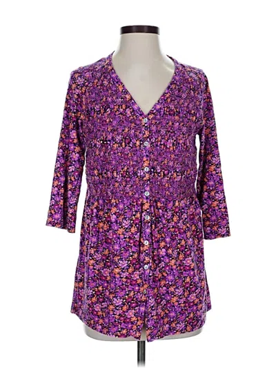 Pre-owned Jjill 3/4 Sleeve Blouse In Purple