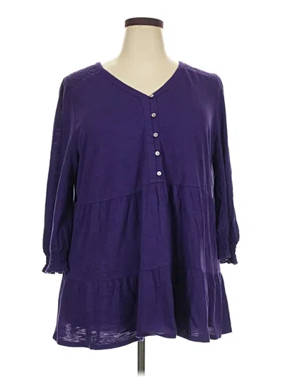 Pre-owned Jjill 3/4 Sleeve Blouse In Purple