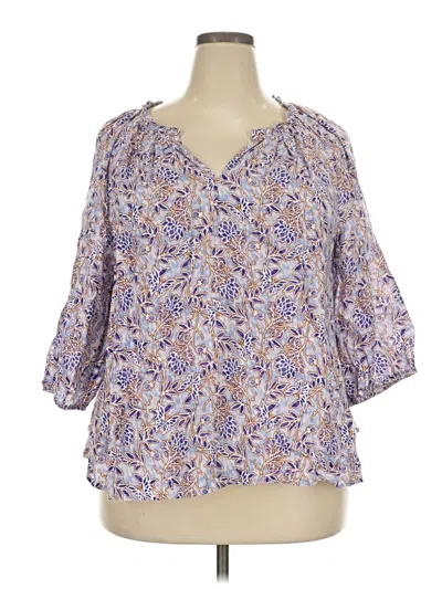 Pre-owned Jjill 3/4 Sleeve Blouse In Purple