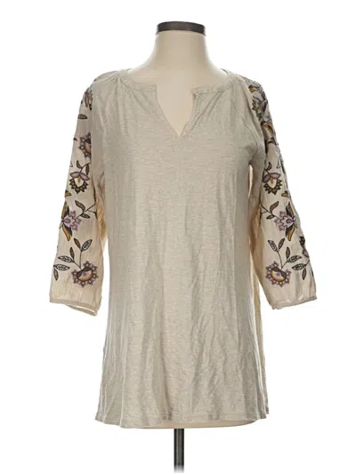 Pre-owned Jjill 3/4 Sleeve Blouse In Tan