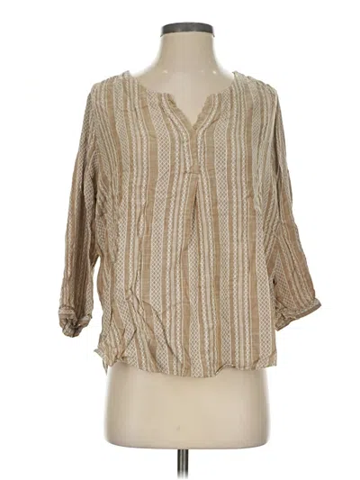 Pre-owned Jjill 3/4 Sleeve Blouse In Tan