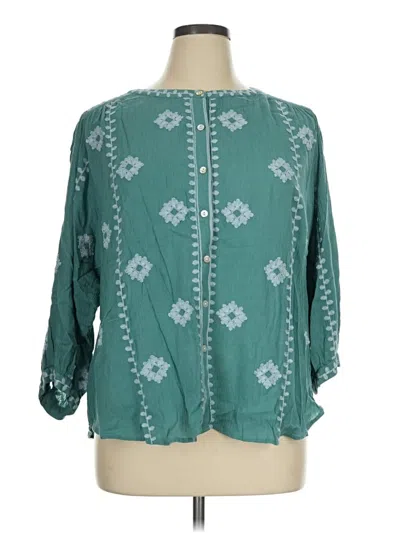 Pre-owned Jjill 3/4 Sleeve Blouse In Teal