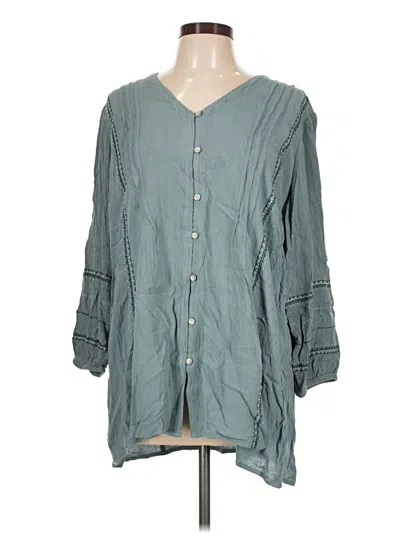 Pre-owned Jjill 3/4 Sleeve Blouse In Teal