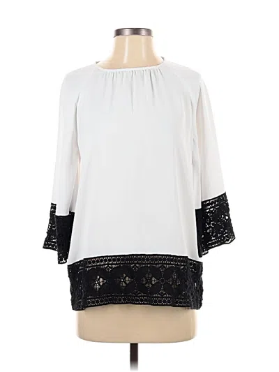 Pre-owned Jjill 3/4 Sleeve Blouse In White