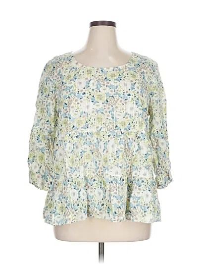 Pre-owned Jjill 3/4 Sleeve Blouse In White