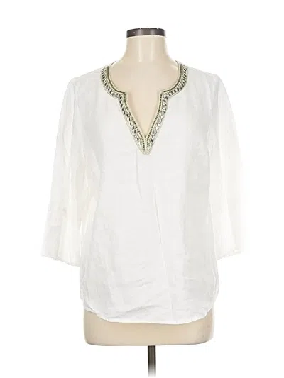Pre-owned Jjill 3/4 Sleeve Blouse In White