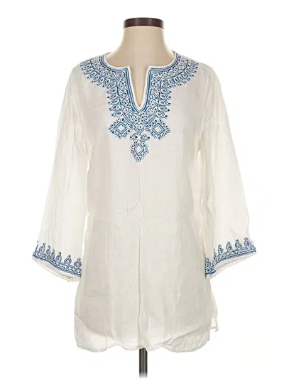Pre-owned Jjill 3/4 Sleeve Blouse In White