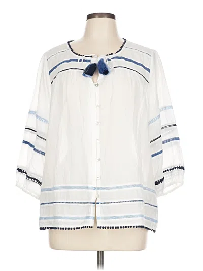 Pre-owned Jjill 3/4 Sleeve Blouse In White