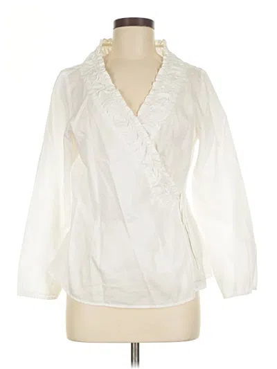 Pre-owned Jjill 3/4 Sleeve Blouse In White