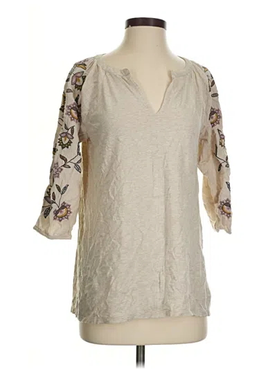 Pre-owned Jjill 3/4 Sleeve Blouse In White