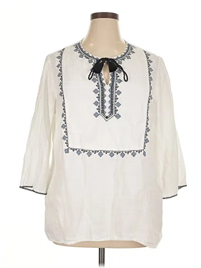 Pre-owned Jjill 3/4 Sleeve Blouse In White