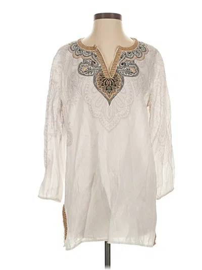 Pre-owned Jjill 3/4 Sleeve Blouse In White