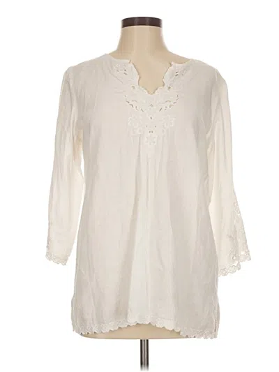 Pre-owned Jjill 3/4 Sleeve Blouse In White