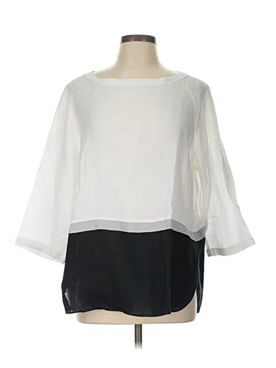 Pre-owned Jjill 3/4 Sleeve Blouse In White
