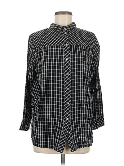 Pre-owned Jjill 3/4 Sleeve Button Down Shirt In Black