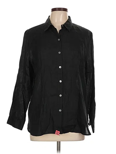 Pre-owned Jjill 3/4 Sleeve Button Down Shirt In Black