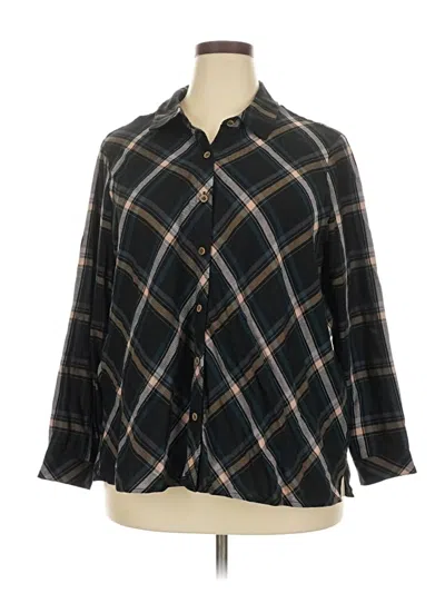 Pre-owned Jjill 3/4 Sleeve Button Down Shirt In Black