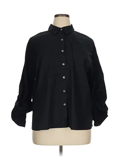 Pre-owned Jjill 3/4 Sleeve Button Down Shirt In Black