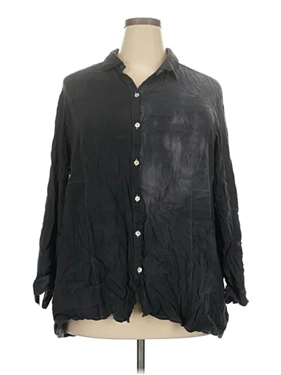 Pre-owned Jjill 3/4 Sleeve Button Down Shirt In Black