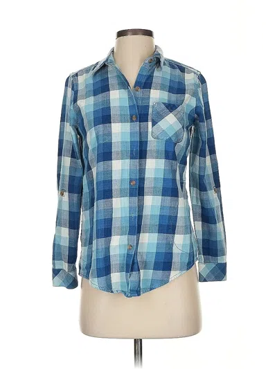 Pre-owned Jjill 3/4 Sleeve Button Down Shirt In Blue