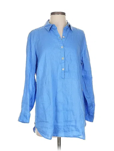 Pre-owned Jjill 3/4 Sleeve Button Down Shirt In Blue