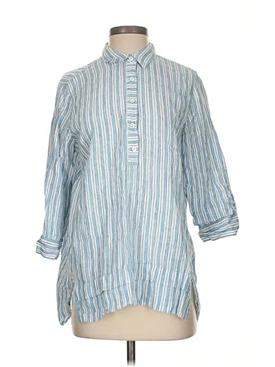 Pre-owned Jjill 3/4 Sleeve Button Down Shirt In Blue