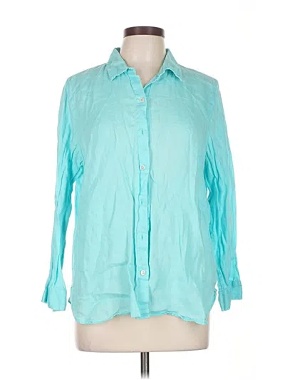 Pre-owned Jjill 3/4 Sleeve Button Down Shirt In Blue