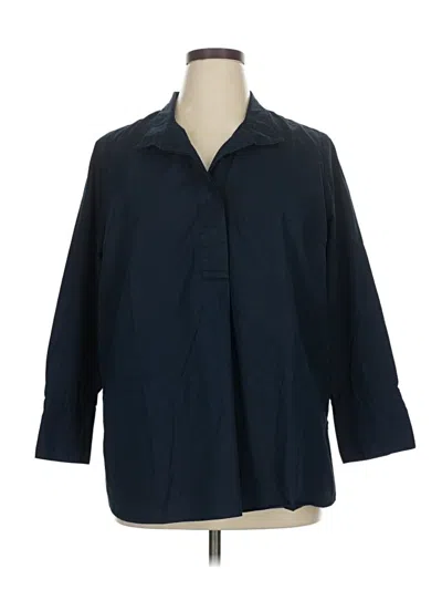 Pre-owned Jjill 3/4 Sleeve Button Down Shirt In Blue