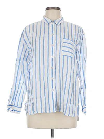 Pre-owned Jjill 3/4 Sleeve Button Down Shirt In Blue