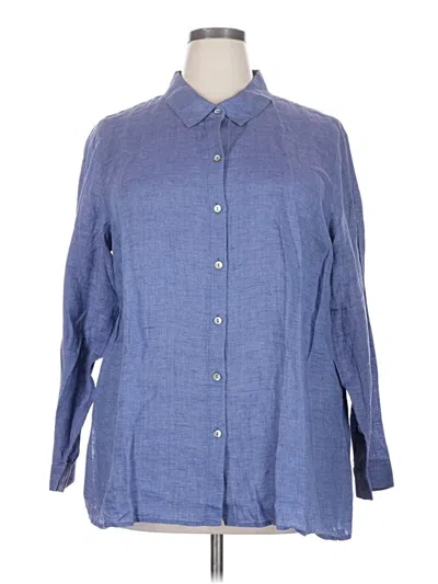 Jjill 3/4 Sleeve Button Down Shirt In Blue