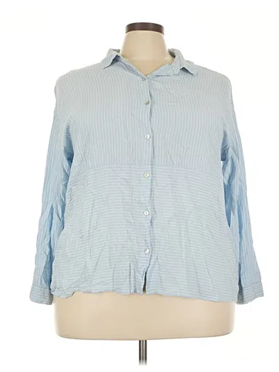 Pre-owned Jjill 3/4 Sleeve Button Down Shirt In Blue
