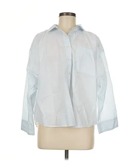 Pre-owned Jjill 3/4 Sleeve Button Down Shirt In Blue
